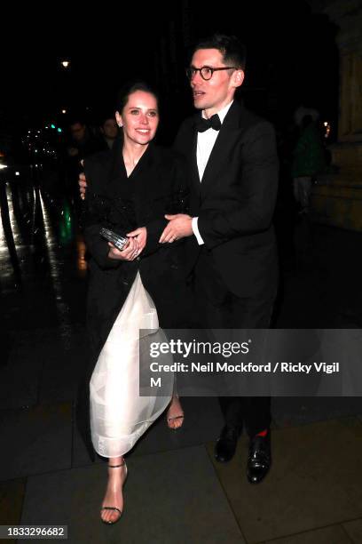 Felicity Jones departing The Fashion Awards 2023 at the Royal Albert Hall on December 04, 2023 in London, England.