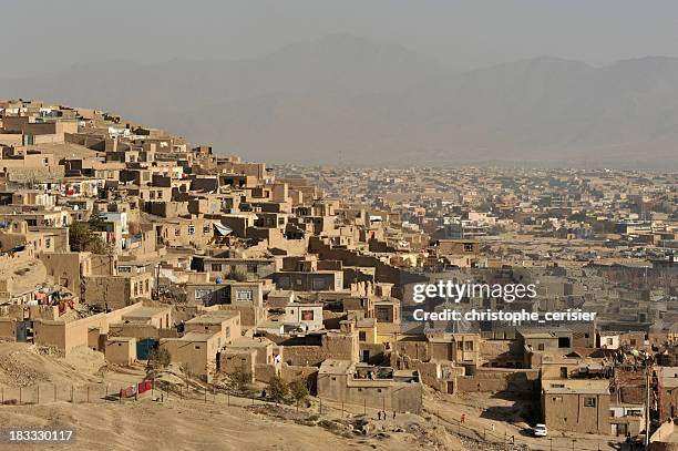 kabul city view, afghanistan - kabul afghanistan stockfoto's en -beelden