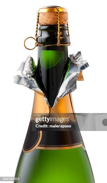 eine flasche champagner zum feiern - sektkorken stock-fotos und bilder