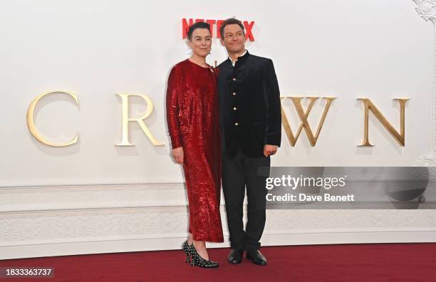 Olivia Williams and Dominic West attend "The Crown" Season 6 finale celebration at The Royal Festival Hall on December 5, 2023 in London, England.