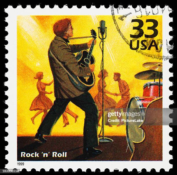 rock 'n' roll postage stamp - 1950s america stock pictures, royalty-free photos & images