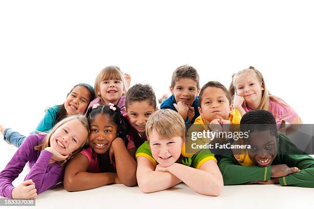 happy children - group of kids on white stock pictures, royalty-free photos & images