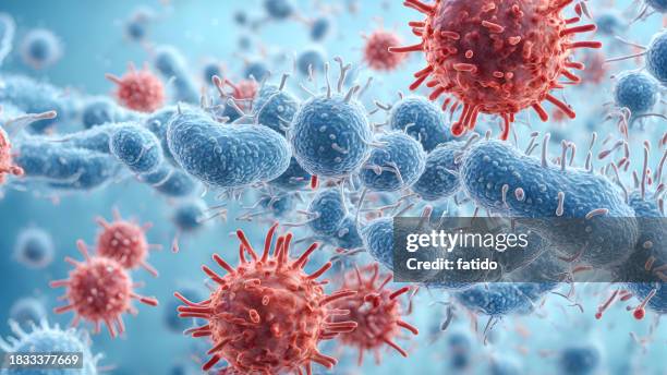 microscopic blue bacteria background - aids imagens e fotografias de stock