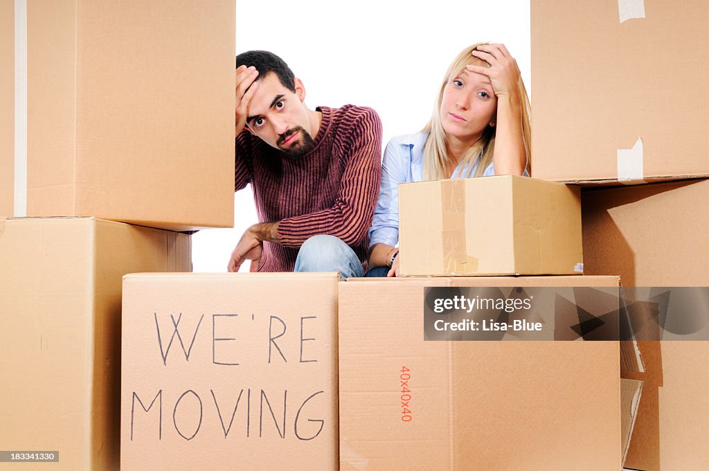 Stressed Young Couple Relocation