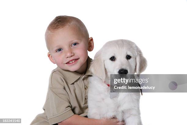 child with puppy - moving up to seated position stock pictures, royalty-free photos & images