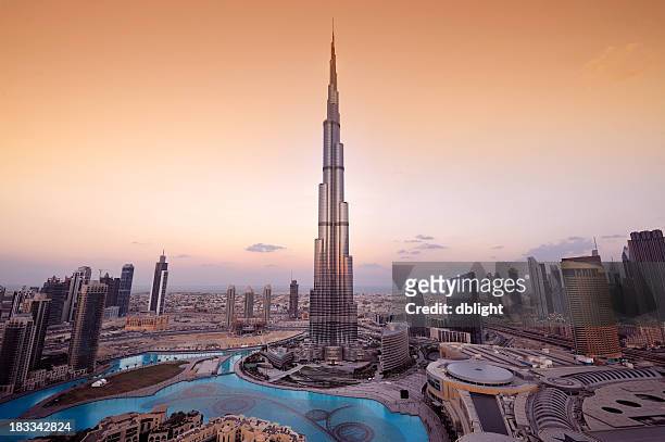 stylized aerial view of dubai city - dubai stock pictures, royalty-free photos & images