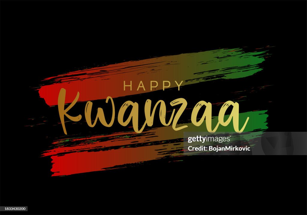 Happy Kwanzaa watercolor card, background. Vector