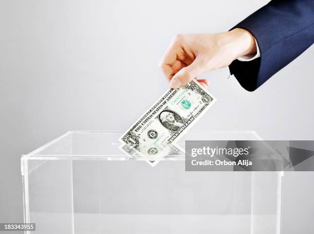 vote with money - ballot box money stock pictures, royalty-free photos & images