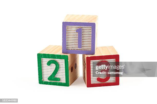 children's wooden number blocks - number 2 stockfoto's en -beelden