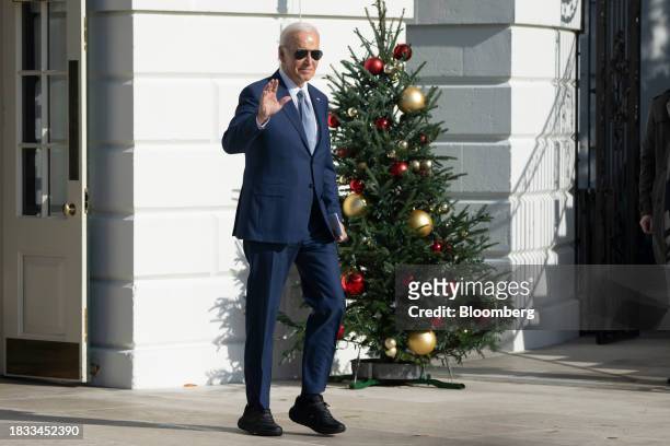 President Joe Biden exits the White House before boarding Marine One in Washington, DC, US, on Friday, Dec. 8, 2023. House Republicans on Thursday...