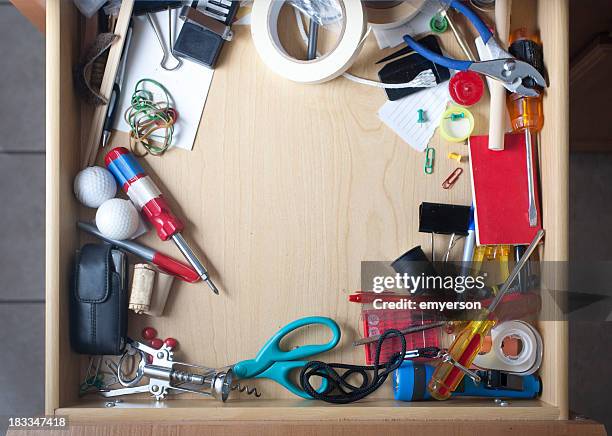 junk drawer - drawer stock pictures, royalty-free photos & images