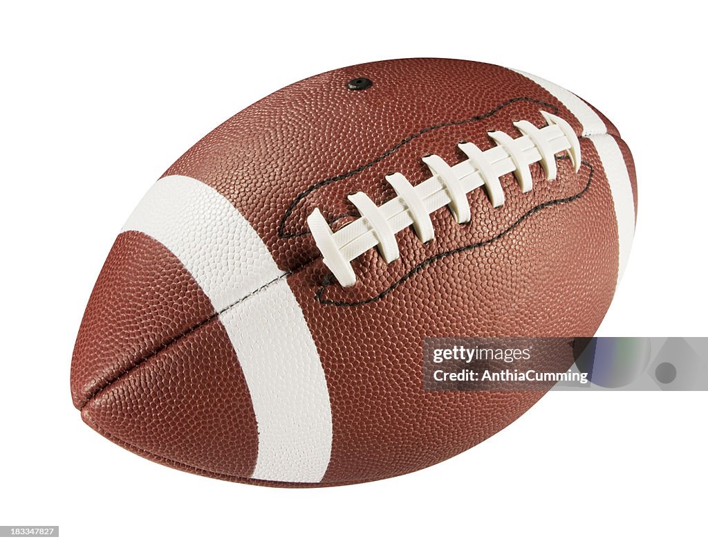 Leather American football on white background