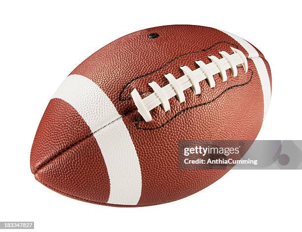 leather american football on white background - american football - sport stock pictures, royalty-free photos & images