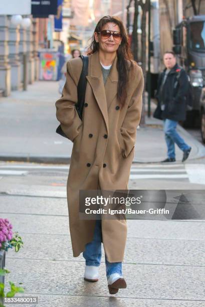 Katie Holmes is seen on December 08, 2023 in New York City.