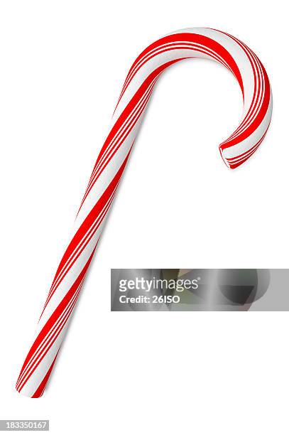 candy cane on white background, with clipping path (xxxl) - rock object stock pictures, royalty-free photos & images