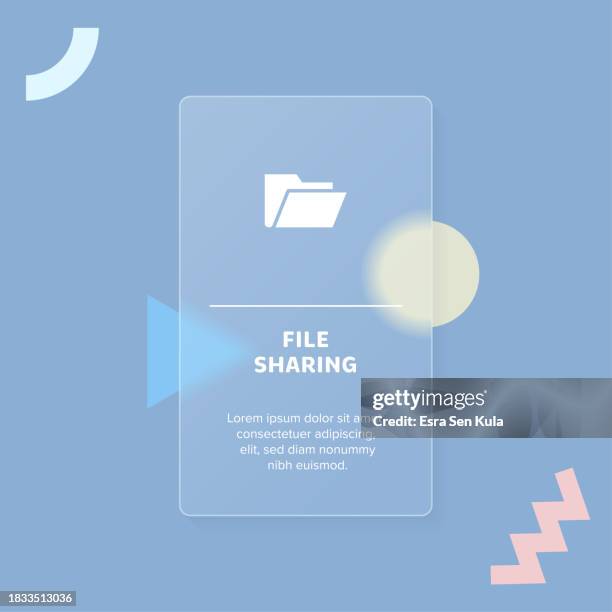 file sharing solid icon concept web banner with trendy blurry glass morphism effect - computer solid background stock illustrations