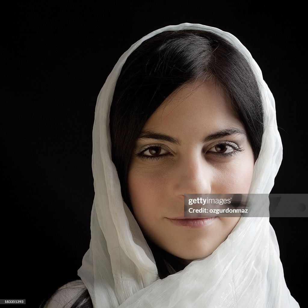 Young Woman In White Scarf High-Res Stock Photo - Getty Images