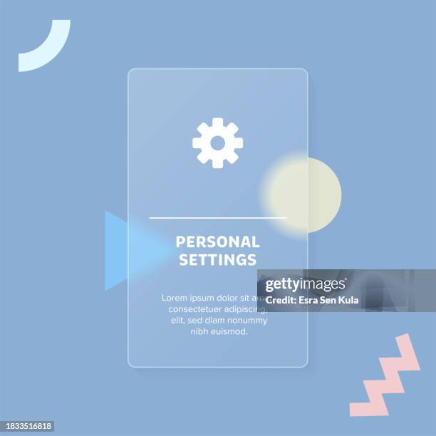 personal settings solid icon concept web banner with trendy blurry glass morphism effect - computer solid background stock illustrations