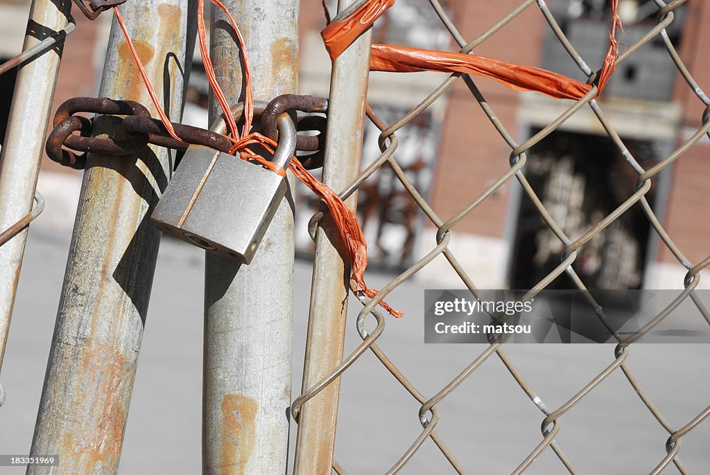 Closed gates after bankruptcy.