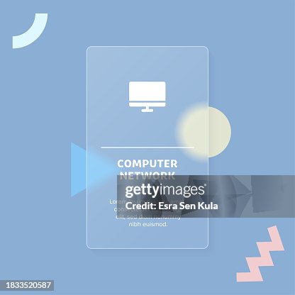 Computer Network Solid Icon Concept Web Banner with Trendy Blurry Glass Morphism Effect Computer Network Solid Icon Concept Web Banner with Trendy Blurry Glass Morphism Effect