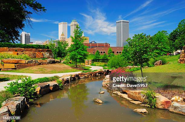 tulsa skyline and park - oklahoma stock pictures, royalty-free photos & images