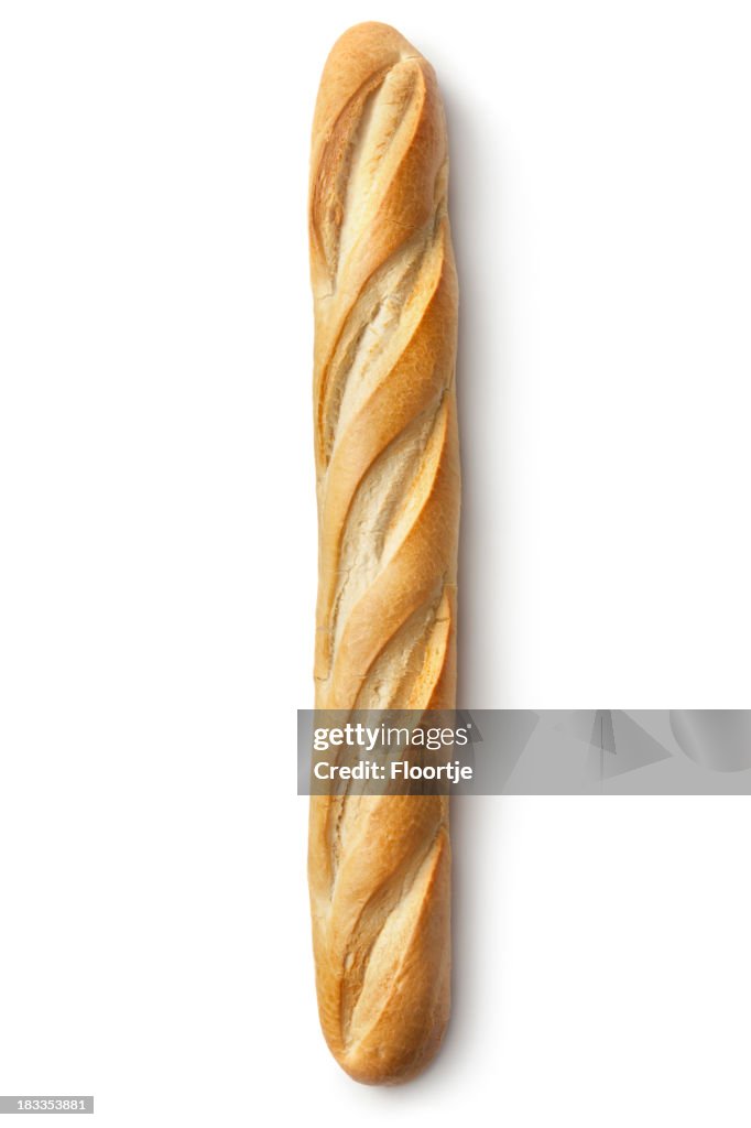 Bread: Baguette Isolated on White Background