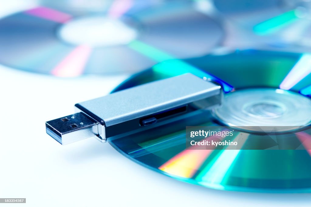 青色着色の画像、CD 、USB フラッシュメモリ
