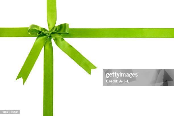 green gift bow - christmas green stock pictures, royalty-free photos & images