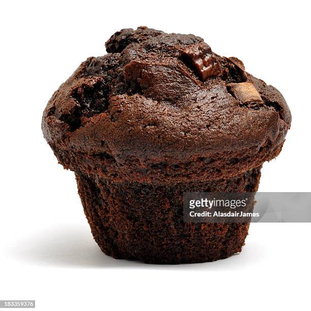 double chocolate chip muffin - muffin stock pictures, royalty-free photos & images
