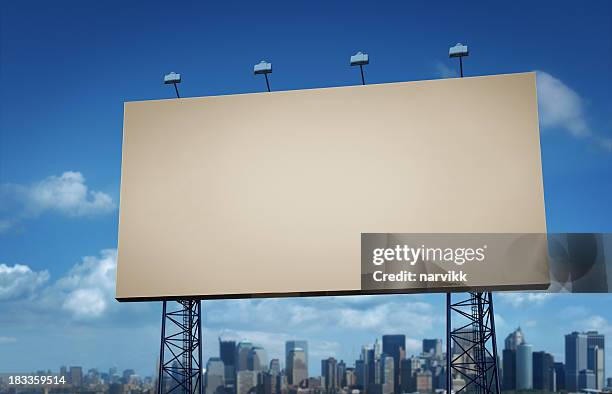 blank billboard with blue sky backgroud - nyc billboard stock pictures, royalty-free photos & images