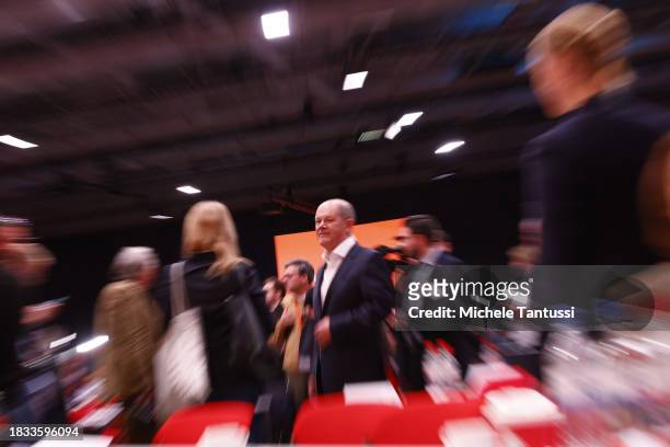 German Social Democrats at the SPD federal congress on December 8, 2023 in Berlin, Germany. The party is meeting to elect its leadership. The SPD is...