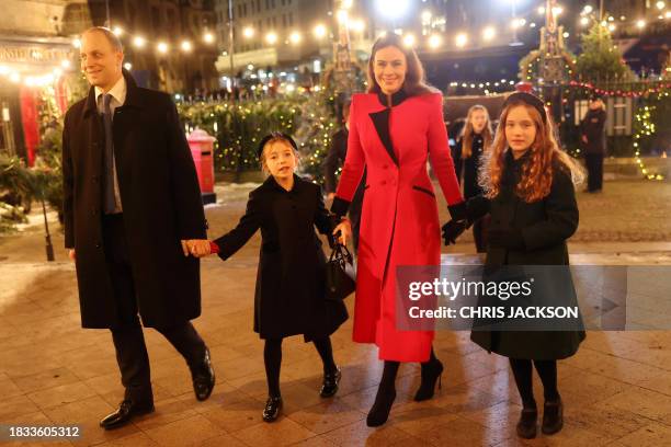 Britain's Lord Frederick Windsor, Sophie Winkleman and children arrive for the "Together At Christmas" Carol Service" at Westminster Abbey in London...