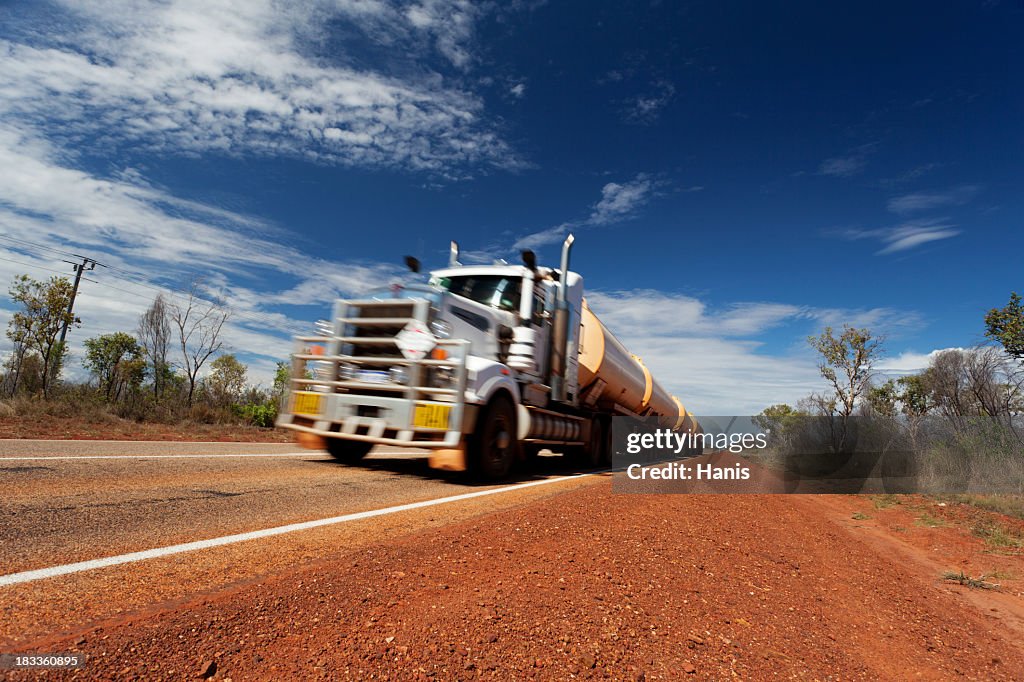 Out of focused shot of an fuel tanker