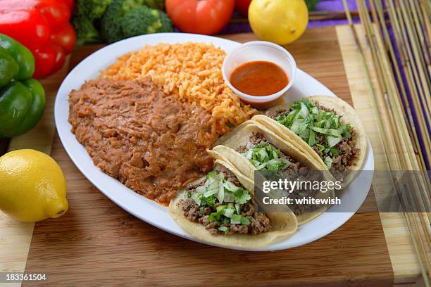 beef taco - mexican food plate stock pictures, royalty-free photos & images