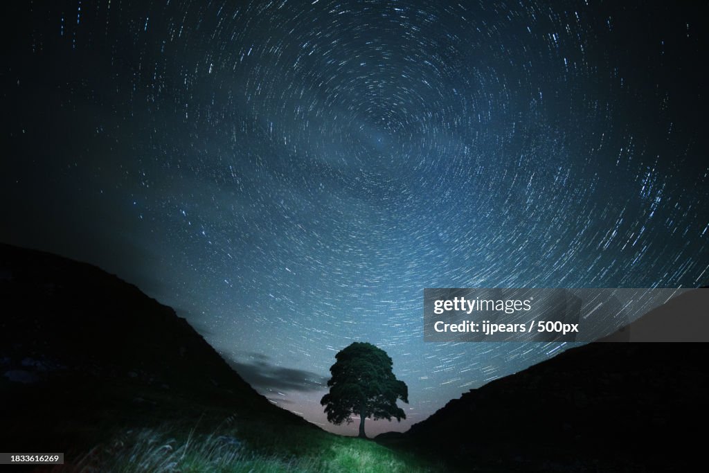 Scenic view of star field against sky at night,Hexham,United Kingdom,UK