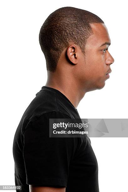 side view profile portrait of serious young man - överexponerad bildbanksfoton och bilder