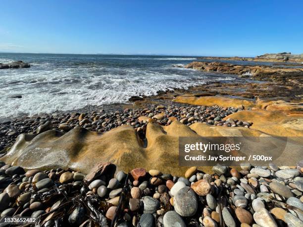 scenic view of sea against clear sky,lossiemouth,united kingdom,uk - moray scotland stock pictures, royalty-free photos & images