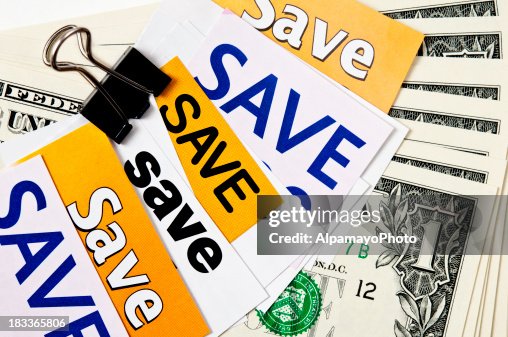 Grocery coupons with money and clip - IV Grocery coupons with money and clip - IV