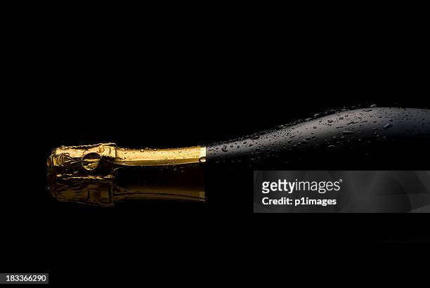 cold champagne bottle - champagne stock pictures, royalty-free photos & images