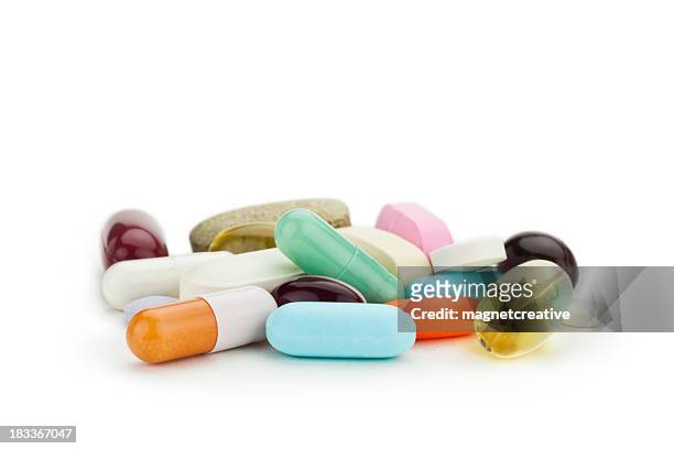 gemischte medizin tabletten, kapseln, viele - tabletten stock-fotos und bilder