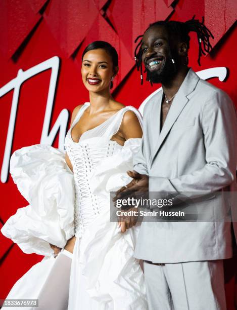 Maya Jama and Kojey Radical attend The Fashion Awards 2023 presented by Pandora at the Royal Albert Hall on December 04, 2023 in London, England.