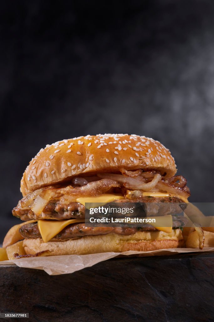Smashed Ground Chicken Cheese Burger