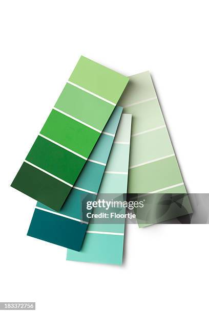 paint: colour samples green - paint strip stock pictures, royalty-free photos & images