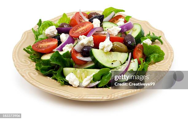 greek salad - greek salad stock pictures, royalty-free photos & images