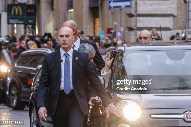 Pope Francis arrives in Piazza Mignanelli, near the Spanish Steps, to celebrate the solemnity of St. Mary's Immaculate Conception in Rome, Italy on...