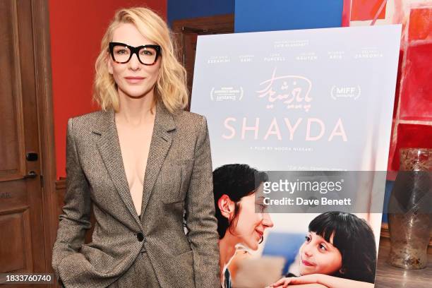 Cate Blanchett attends a special screening of "Shayda" at The Soho Hotel on December 8, 2023 in London, England.