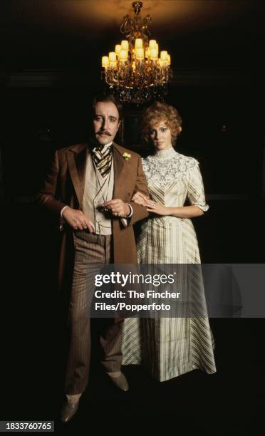 British actor Peter Sellers and his wife, actress Lynne Frederick in costume during the filming of The Prisoner of Zenda in Vienna, Austria circa...