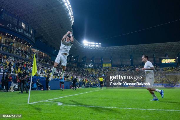 Cristiano Ronaldo of Al Nassr celebrates after scoring 1st goal during the Saudi Pro League match between Al-Nassr and Al-Riyadh at King Saud...