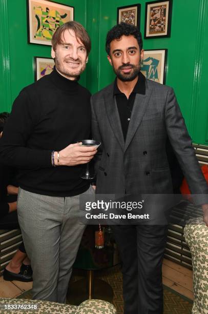 Eric Lanlard and Cyrill Ibrahim attend Alistair Guy's birthday cocktail party at Hackett London, Savile Row, on December 8, 2023 in London, England.