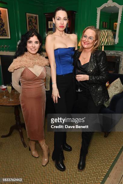 Maria Jose Bavio, Berenice Gonzalez and Erica Bergsmeds attend Alistair Guy's birthday cocktail party at Hackett London, Savile Row, on December 8,...
